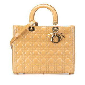Dior Cannage Lady Shoulder Bag Beige Patent